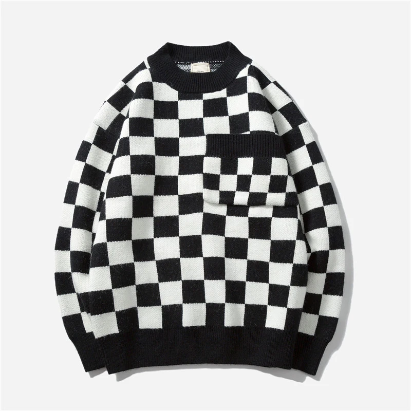 Sweater Men Pullovers 2019 New Autumn Fashion Hip Hop Plaid Knitted Sweaters Men Clothes Casual Loose Vintage Pullovers Men Sweater Men Pullovers 2019 New Autumn Fashion Hip Hop Plaid Knitted Sweaters Men Clothes Casual Loose Vintage Pullovers Men