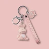 Cartoon Animal Keychain Green Dinosaur Blue Unicorn Pink Rabbit Panda Red Fox Resin Pendant Bag Car Keyring Girl Boy Couple Gift 1