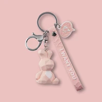 Cartoon Animal Keychain Green Dinosaur Blue Unicorn Pink Rabbit Panda Red Fox Resin Pendant Bag Car Keyring Girl Boy Couple Gift 1