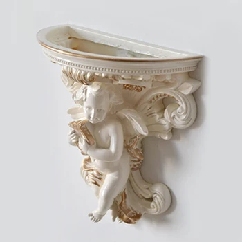 

Living Room Wall Hanging Garden Corbel Angel Shape Crafts Cupid Plaster Shelf Rococo Home Decoration Art Flower Pot Stereoscopic