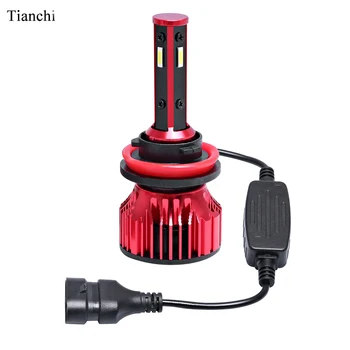 

2 Pieces 4-Sided H4 9005 h7 h11 LED Headlight Kit 100W 10000LM Hi-Lo Beam Light 6000K Mini Red Led Car Headlight Bulbs