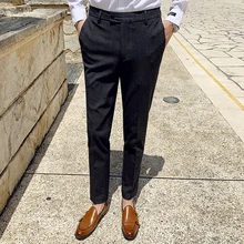 Удобный модный дышащий Британский элегантный мужской джентльмен облегающий Повседневный Деловой брючный костюм в клетку