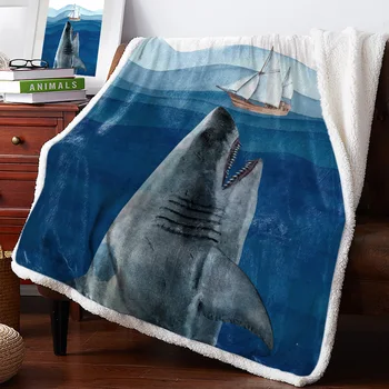 

Oceans Sharks Sailing Throw Blanket Bedspread Coverlet Soft Warm Fleece Blanket Christmas Decor Blankets for Beds