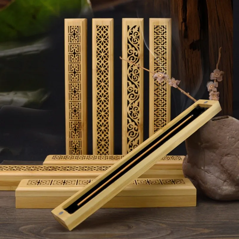 Ретро натуральный деревянный резной цветок ладан курильница Joss-stick вставленный