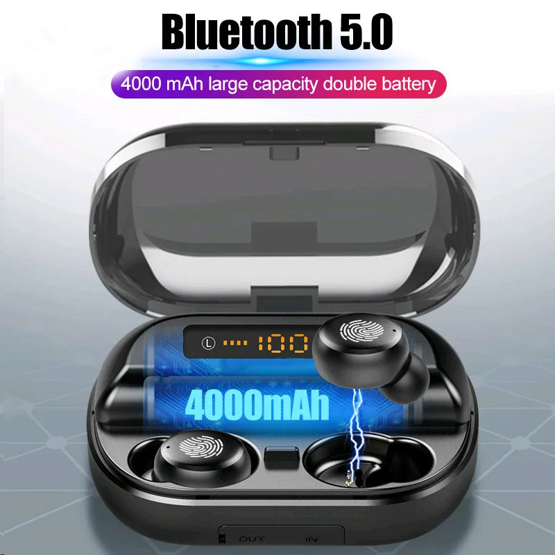 TWS 5,0 Bluetooth 9D стерео наушники беспроводные наушники IPX7 водонепроницаемые наушники спортивные свободные руки с 4000 мАч Внешний аккумулятор