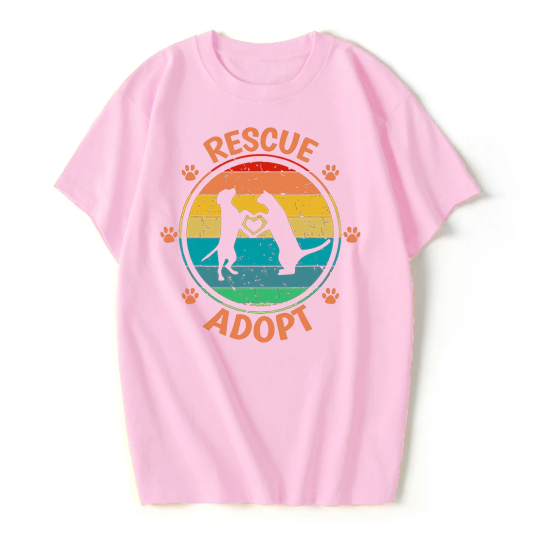 

Rescue Adult Cat Dog Print T-shirts Summer Casual Loose Tee Cotton Short Sleeve 2020 Women's Fashion High Quality Streetwear Top