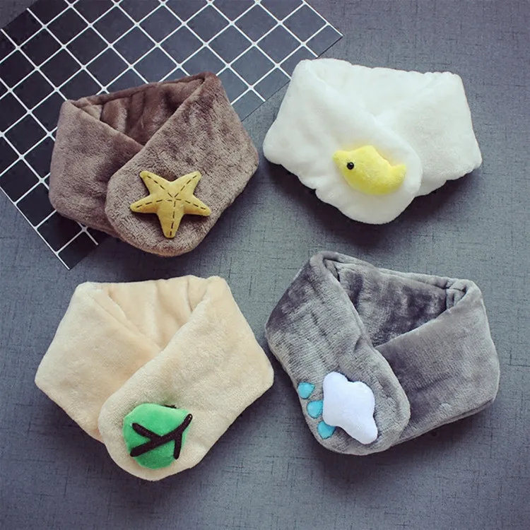 

Baby Kids Sleeve Scarf Cartoon Collar 3D Pattern Plush Scarf Autumn Winter Boys Girls Thick Warm Scarf Scarves 5M-5Y 2019 Hot