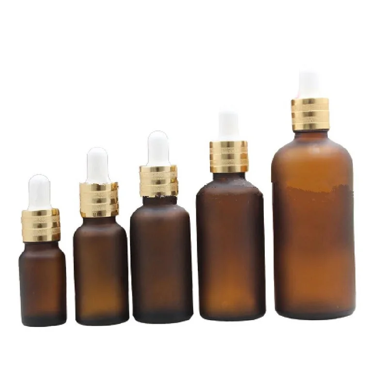 

5~100ml Frosted Amber Glass Dropper Bottle Aromatherapy Liquid Drop Pipette Bottle Refillable Essential Oil Dropper Bottles