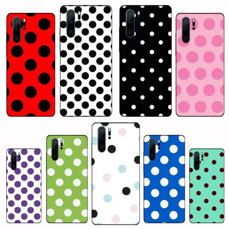 Чехол-накладка для Huawei P9 P10 P20 P30 Pro Lite smart Mate 10 20 Y5 Y6 Y7 2018 2019 черный в горошек |