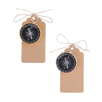 

10 Sets Compass Pendant with Tags Wedding Birthday Favors Travel Souvenir Gift A0NA