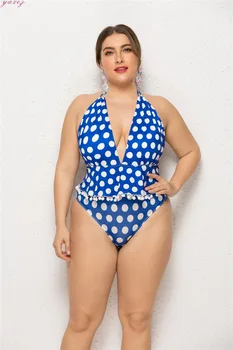

Polka Dot 5XL Camisole Wave Point Bikini Plus Size Enlarge Swimwear Women Swimsuit Women Bathing Suit Female High Waist Bikinis