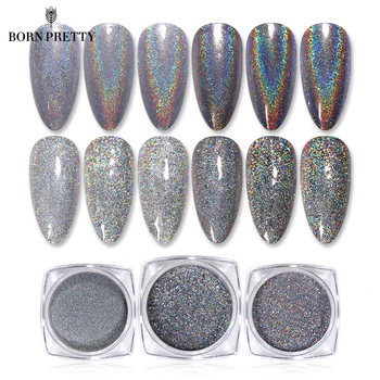 

BORN PRETTY 1g Holographics Nail Powder Dazzing Shiny Nail Glittery No Lamp Cure Natural Dry Pigment Dust Nail Art Decorations