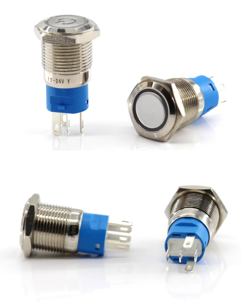 Description Picture 4 of itemMetal Button Switch 12mm 16mm 19mm Self-locking With Indicator Light Waterproof Button Round Power Supply Self Reset Light Lamp