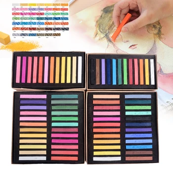 

12/24/36/48 Colors Soft Pastels Square Chalk Gift Crayon Pastels Solid Color Art Drawing Set Chalk Color Crayon Brush Stationery