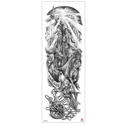 6 Designs Waterproof Temporary Tattoo Stickers Full Arm Large Skull Old School Tatoo Stickers Flash Fake Tattoos for Men Women