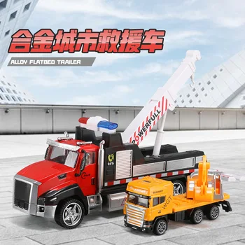 

Children Engineering Excavator Truck Alloy Toy Car Large Rescue Towing Mixer Model with Light Music Function Speed Wheels 1:48