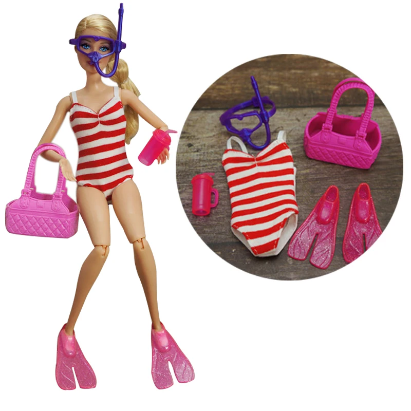 Fashion Outfits For Barbie Doll Clothes Set For Barbie Shirt Pants Shoes Glasses Crown Purse Hat Toys 1/6 Dolls Accessories