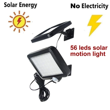 

56/30 LED Solar Power Lamp PIR Motion Sensor Solar Garden Lights Outdoor Waterproof Energy Saving Wall Yard Lamps split mount 5M