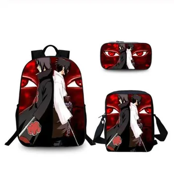 

New 3 PCS/SET Naruto Uzumaki Fashion 16 Backpacks for Boys Girls Kids Cartoon Pattern School Bag Student Travel Laptop Backpacks