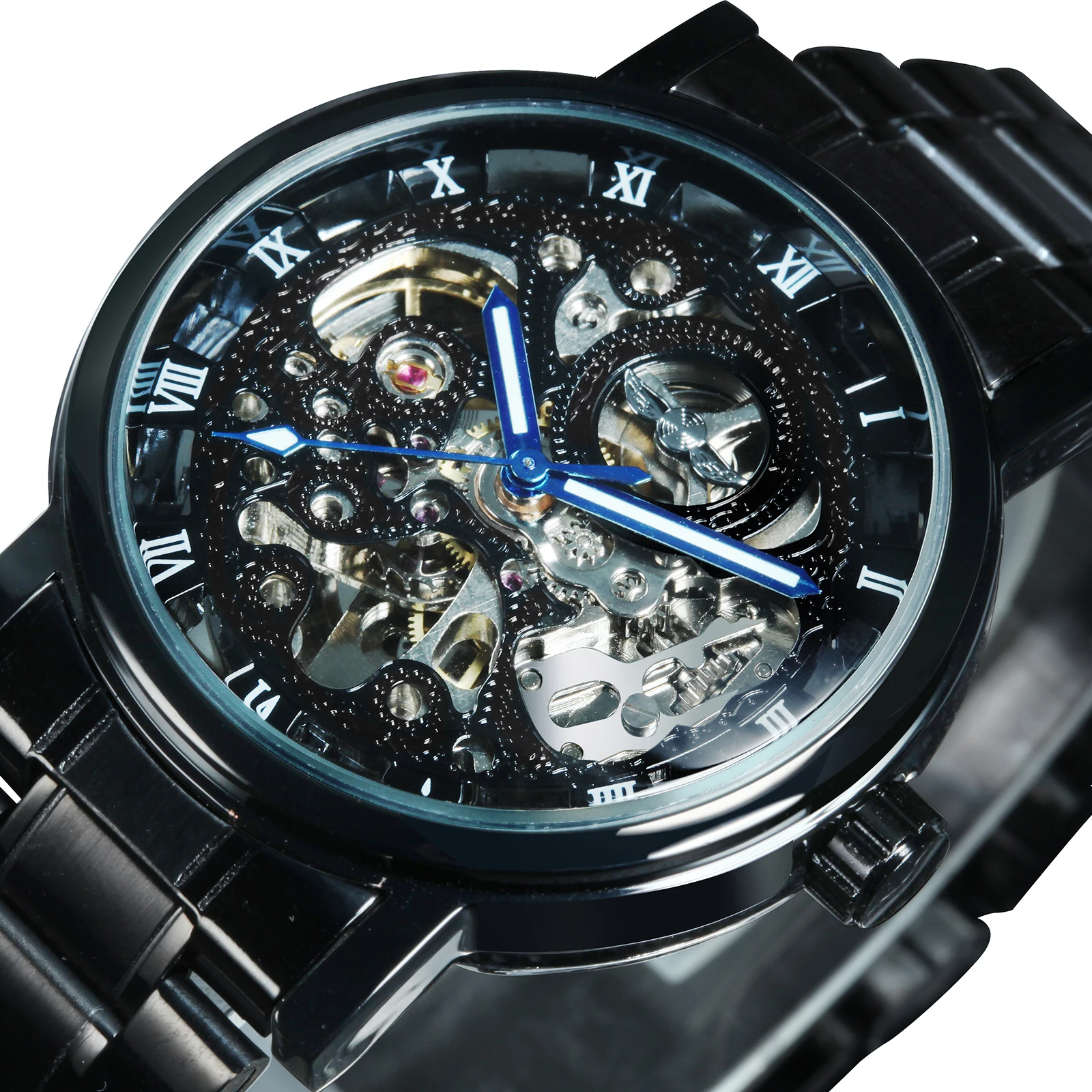 Mechanical-Watch Wristwatch Skeleton WINNER Official Steel-Strap Top-Brand Luxury Casual