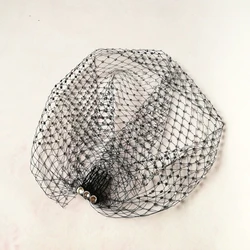 Luxury Black Net Rhinestone Beads Face Cover Veil Evening Party Women Headpiece Stunning Wedding Birdcage Veil comunione bambina