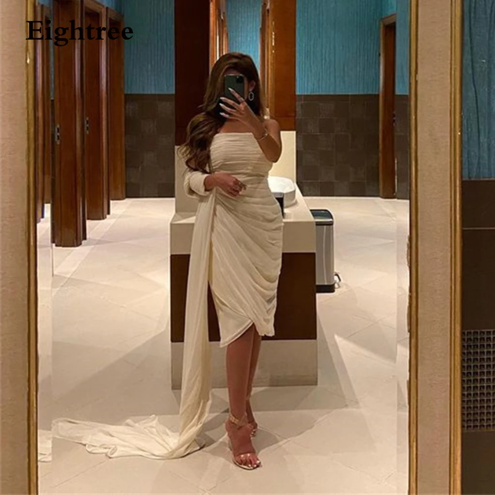 

Modern White Short Arabic Prom Dresses Sleeveless Stapless Evening Party Gown Custom Bridal Formal Dress Vestidos de fest