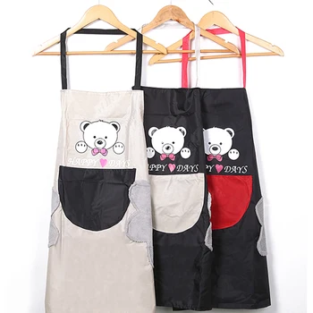 

Waterproof Polyester Apron Woman Bear CartoonAdult Bibs Home Cooking Baking Coffee Shop Cleaning Aprons Kitchen Accessory