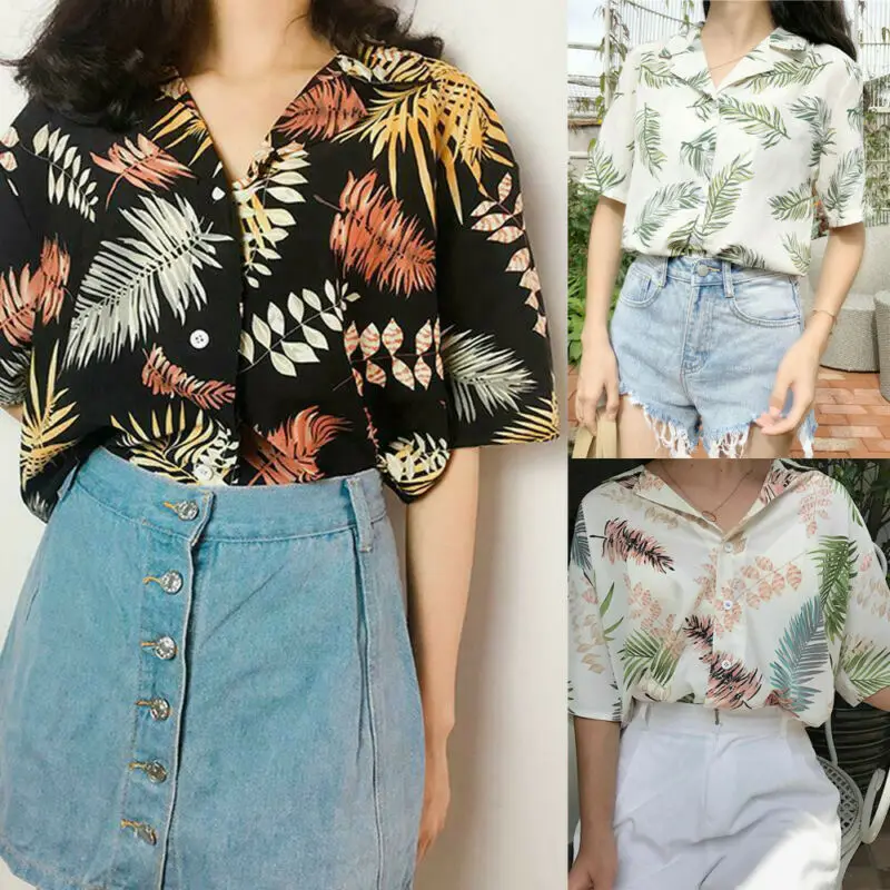 Hot Sale New Chiffon Womens Casual Blouses Top Female Hawaiian Fashion Floral Short Sleeve Shirts Ladies Summer Loose Tops Hot Sale New Chiffon Womens Casual Blouses Top Female Hawaiian Fashion Floral Short Sleeve Shirts Ladies Summer Loose Tops
