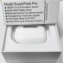 

NEW 42DB ANC SuperPods Pro TWS Earphones 1562A Chip Active noise cancelling 12D Super Bass Bluetooth Earbuds 6-8 Hours Top