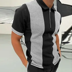 Jaycosin 2021 verão casual camisa polo dos homens de manga curta t camisas com zíper turn down colarinho blusa engolir gird splice polos camisa