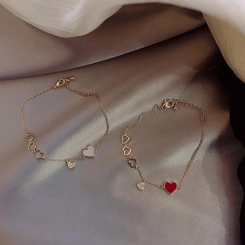 Sisters Bracelet Rose-Gold Girlfriends Jewelry Lucky Heart Student Peach Wild Female