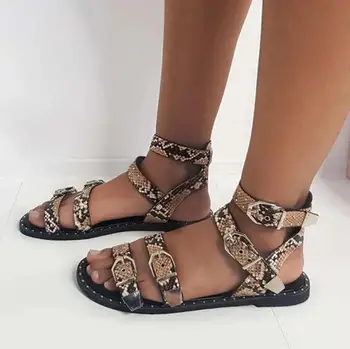 

2020 Summer Fashion Woman Shoes Sandals Flat Snake Casual Zapatos De Mujer Sandalias De Verano Para Mujer LP580