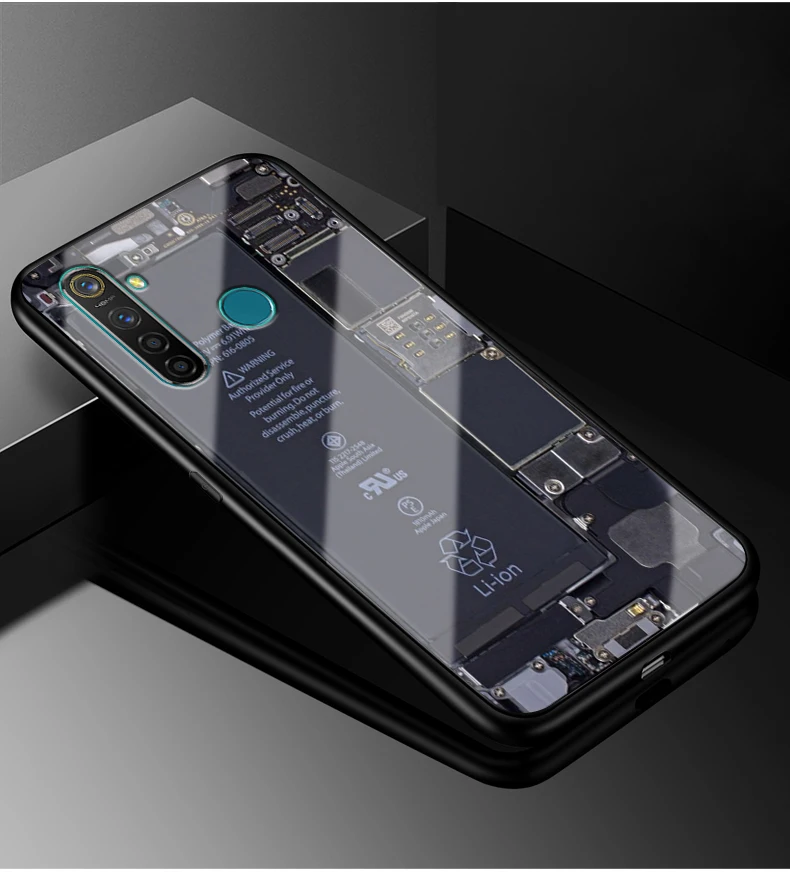Для Oppo Realme 5 Pro Чехол Realme Q оргстекло PC чехол для телефона черный ТПУ бампер чехол для Oppo Realme 5 Pro Realme5 Pro rmx197