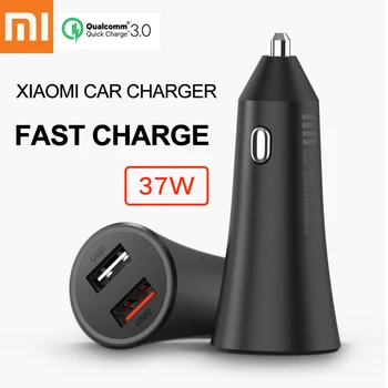 

Xiaomi 37W Car Charger Dual USB Fast Charging For Xiaomi Mi 10 CC9 Mi9 Redmi K30 K20 Pro With LED Light tips For iPhone Samsung