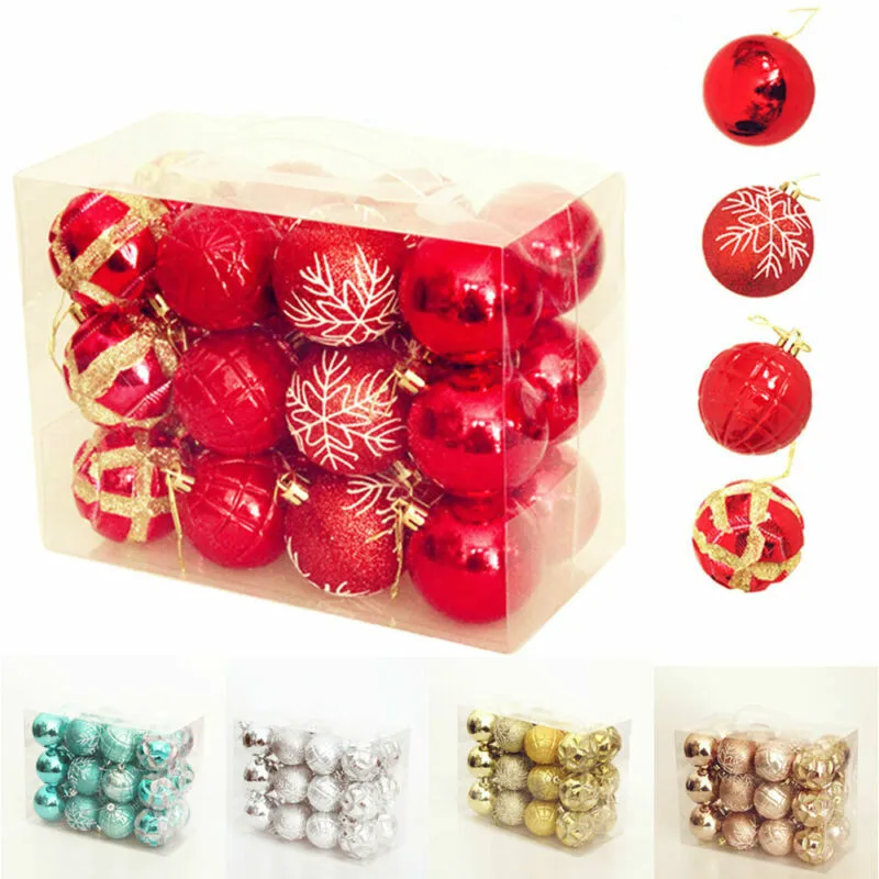 

24PCS 60MM Christmas Tree Decor Ball Bauble Xmas Party Hanging Ball Ornament decorations for Home Christmas decorations Gift