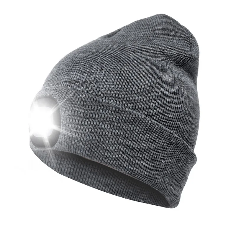 

LED light hat USB Rechargeable Hands Free Flashlight Cap LED Beanies Knit Hat Keep Warm In Winter For Climbing Fishing Outdoor