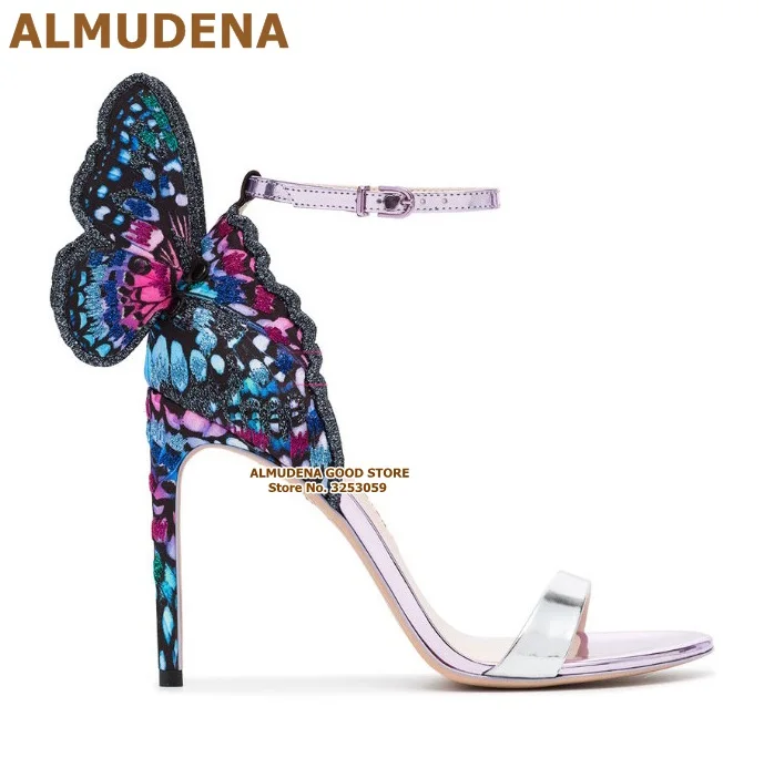 ALMUDENA/разноцветные сандалии с вышивкой, 3D сандалии с бабочкой, туфли на шпильках, туфли в стиле пэчворк, роскошные свадебные туфли-лодочки - Цвет: as picture
