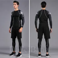 Combinaison de sport à Compression pour hommes, séchage rapide, transpiration, Fitness, entraînement, Kit MMA, Rashguard, vêtements de sport pour hommes, Jogging, course à pied 5