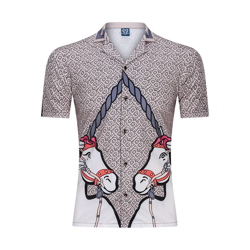 New 3D Men Beach Casual Shirt Printed Summer Short Sleeve Loose Streetwear Fashion Gym Sportwear Hip Hop Camisa Male Blouse 2020