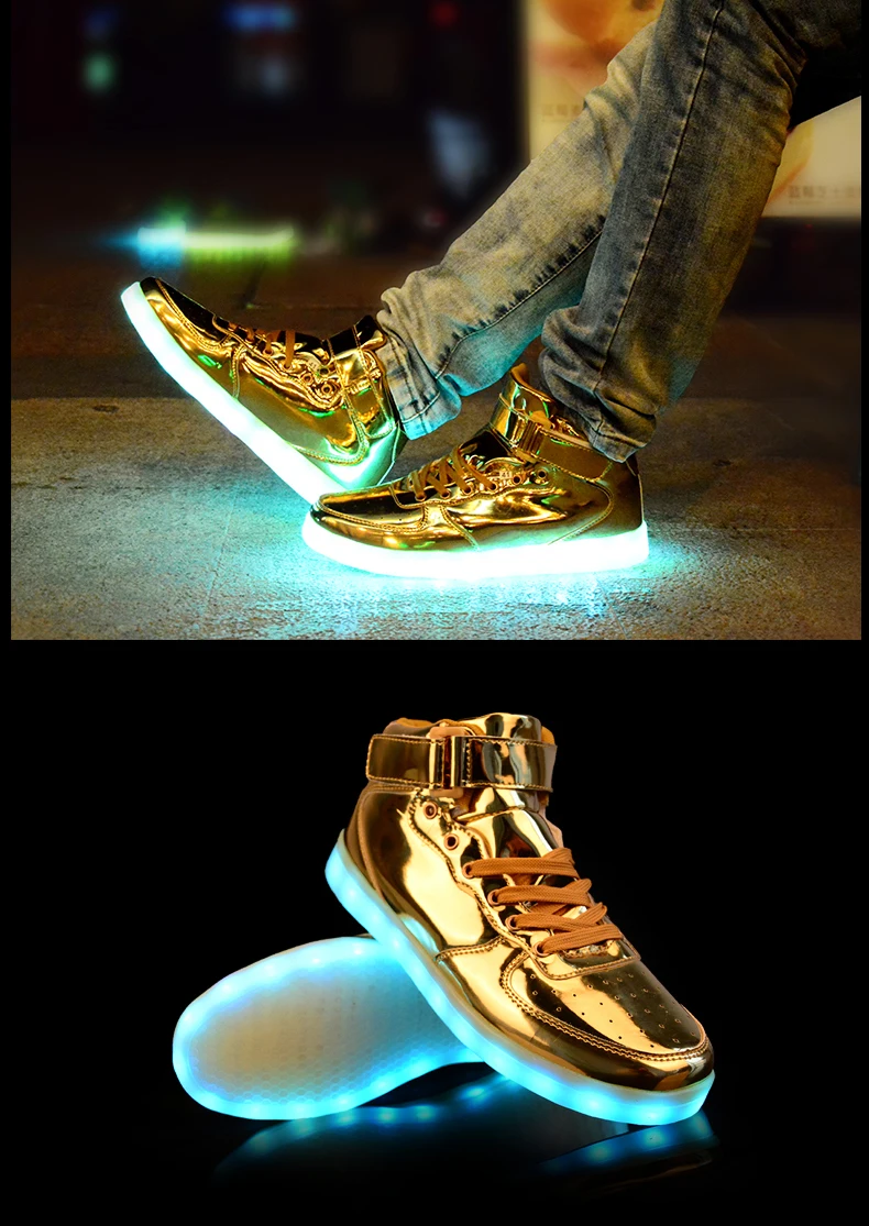 winter men shoes pu leather USB Charger glowing sneakers Lighted shoes for lover Casual led shoes men Luminous Shoes 35-46