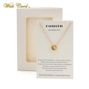 

Fashion Gold Alloy Circles Charms Wish Card Necklaces Gold Silver Color Links Chains For Women Jewelry Gift With Wish Card
