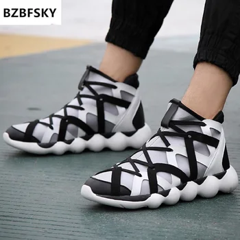 

BZBFSKY 2021 Black Mens Italian Desert Boots Short Motorcycle Boots Autumn High top bandage genuine leather Pretty Boots Sapatos