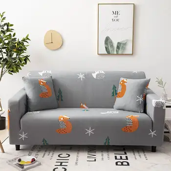 

Cute Fox pattern printing High-Strength Elastic Polyester Sofa Cover for Living Room 1/2/3/4-Seater