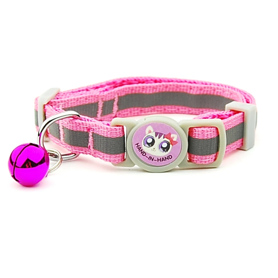 Pet Cat Collar With Bell Breakaway Safety Adjustable Cat Collar Kitten Reflective Polka Dot Print Pet Cats Necklace Accessories