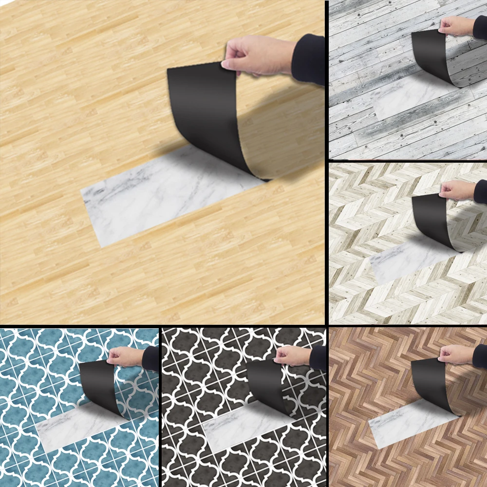 Wood Grain Floor Stickers Modern Wall Sticker Waterproof Self-adhesive for Living room Toilet Kitchen Home Floor Wallpaper