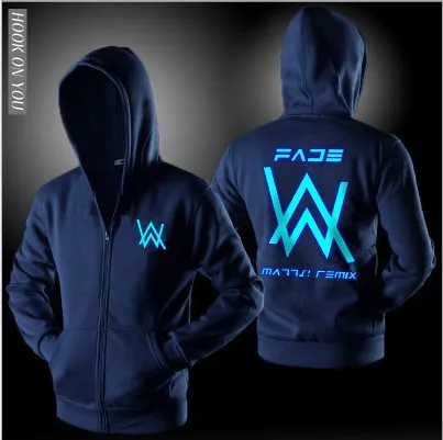 Goede Lichtgevende Alan Walker Hoodies Gloeiende In Dark Sweatshirt Hip Hop Zipper Capuchon Coat Trainingspakken Lente Herfst Trui