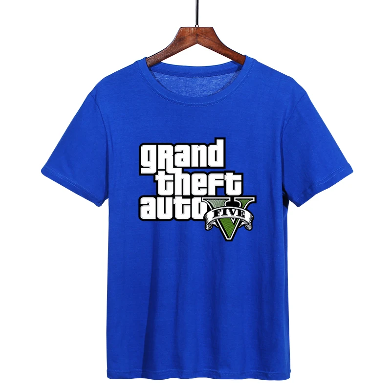 Grand Theft Auto 5 Футболка Мужская Уличная Длинная с GTA 5 Футболка мужская и женская футболка s летние топы с коротким рукавом футболки GTA5 - Цвет: Красный