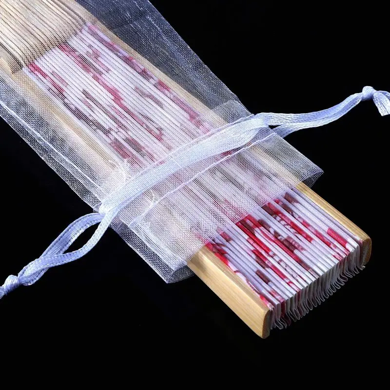 100 Pack Folding Hand Fan Pouch Drawstring Organza Bags Folding Fan Pocket Bag for Outdoor Wedding Party Favor Gift Bags