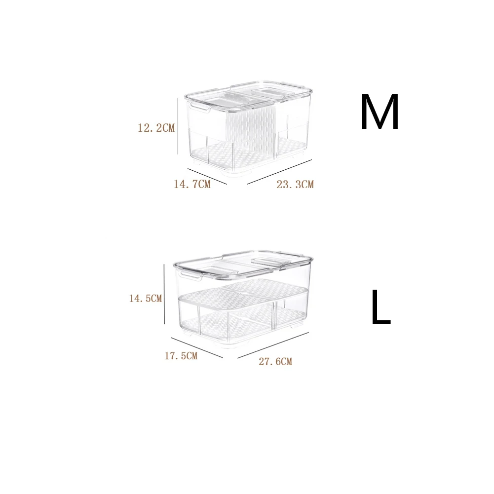 Прямоугольные контейнеры для холодильника органайзер для холодильника дренажный ящик для хранения двойной герметичный с крышкой портативный прозрачный фруктовый Овощной