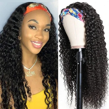 Alternative view of Glueless Brazilian Remy Human Hair Kinky Curly Headband Wig